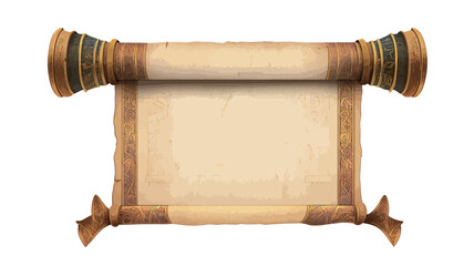 Old parchment scroll isolated on white background. 3d render image. 