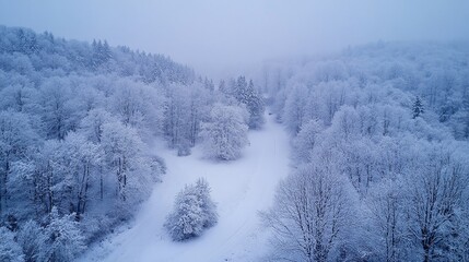 Obraz premium Pristine Winter Wonderland Captured from Above by Drone