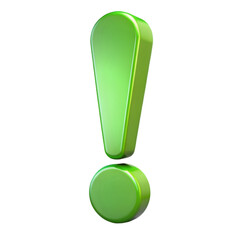 green exclamation mark isolated on transparent background
