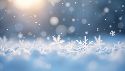 Naklejka premium A Close-Up View of Delicate Snowflakes Falling Gently