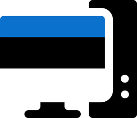 Monitor and CPU icon Estonia Flag