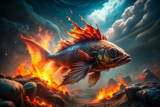 Double Exposure Art Featuring Hellboy Fish in a Surreal Underwater Realm