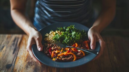 Conceptual image of a person feeling bloated after a large meal, emphasizing the discomfort of overeating