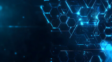 Obraz premium A blue background with a pattern of hexagons and dots