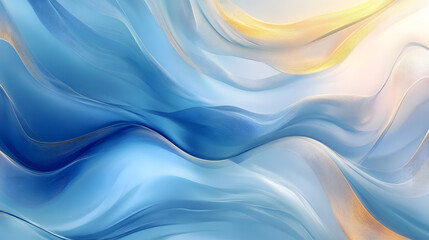 Fototapeta premium A blue and gold wave with a blue background