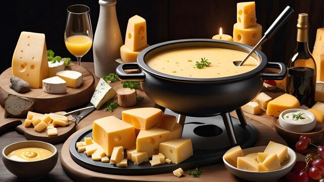Cheese fondue party celebrating national cheese lovers day with gourmet spread