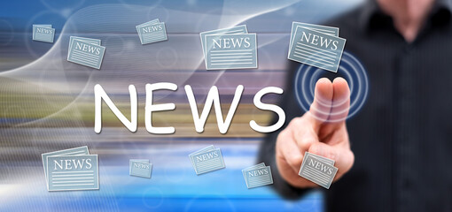 Man touching a news concept