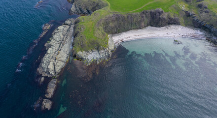 Fototapeta premium Aerial view to a beautiful rocky beach near to Varvara, Burgas, Bulgaria