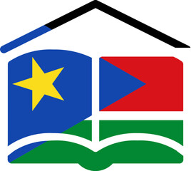 SOUTH SUDAN flag on Book with symbol icon