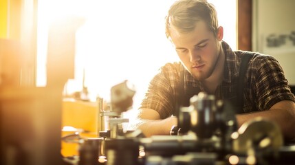man machinist  working at plant 