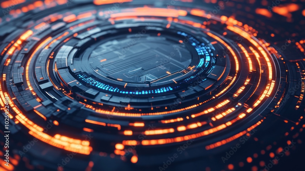 Poster Abstract Circular Glowing Technology Interface