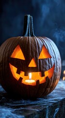Fototapeta premium Flickering Pumpkin Display for Halloween Night
