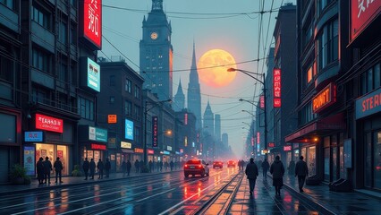 Fototapeta premium cyberpunk night city
