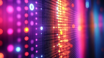 Obraz premium Abstract neon lights with high-tech grid patterns, glowing shapes, vibrant colors, futuristic and electronic party vibe, for design backgrounds