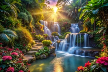 Naklejka premium Enigmatic Long Exposure Imagery of the Garden of Eden: Nature's Timeless Beauty