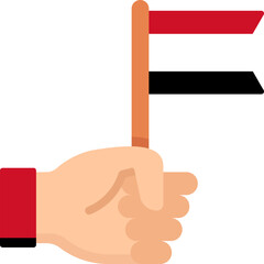 Flag In Hand Icon of Yemen Flag