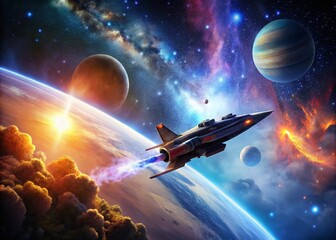 Futuristic Spaceship in a Stunning Galactic Landscape with High Depth of Field