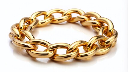 Obraz premium Gold Plastic Chain Bracelet Isolated on White Background - Stylish Accessory for Fashion Enthusiasts
