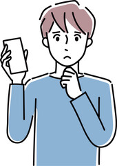 スマホのことで困っている男性