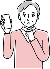 スマホのことで困っているシニア男性