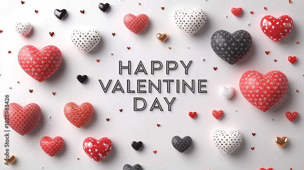Aufkleber simple yet elegant valentine's day background with happy valentine day in stylish text surrounded by