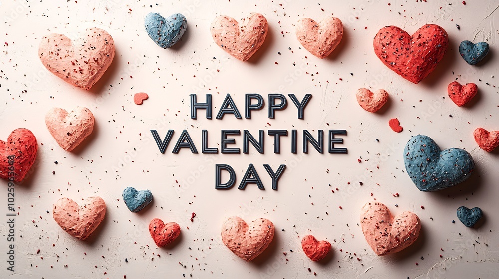 Poster simple yet elegant valentine's day background with happy valentine day in stylish text surrounded by