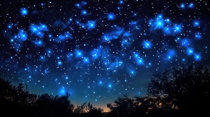 Obraz premium A beautiful constellation of stars, forming intricate patterns across a perfectly clear night sky, with detailed twinkling points of light.