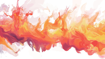 Fire flames on white background. Ink in water. Vector illustration. 