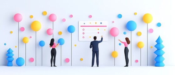 Colorful Flat Design Project Management Scene