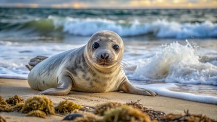 Grey Seal Pup on Beach: Urban Exploration Photography of Wildlife in Coastal Habitats