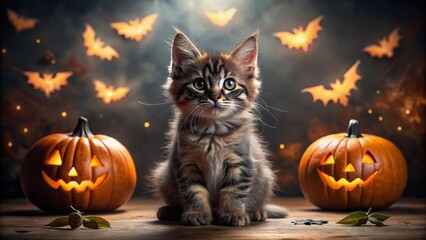 Halloween Kitten Silhouette with Creative Makeup Ideas for Spooky Season