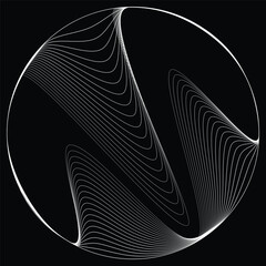 Lines in Circle Form . Linear rounded shape Vector Illustration .Lots of circles form a ring. Wave Logo . Design element . Various circle lines forming round frame . Abstract Geometric line art .