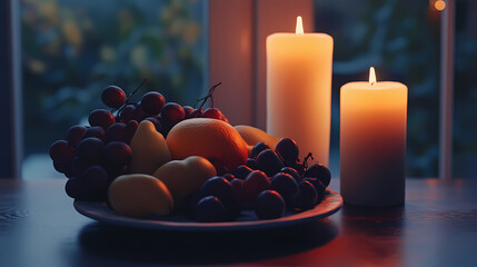 Obraz premium christmas candle and decorations