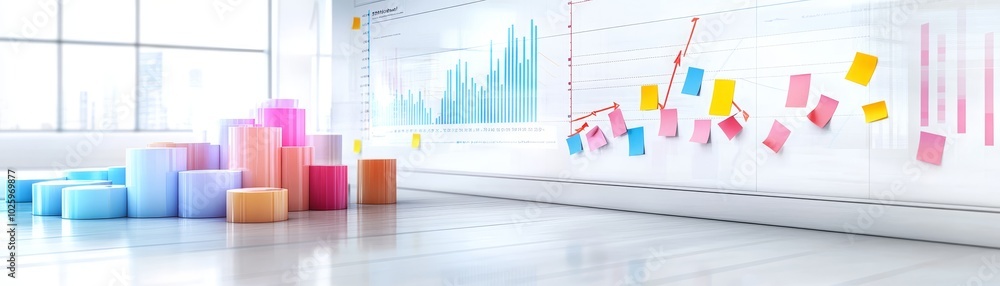 Aufkleber modern hyper-realistic office with data visualizations