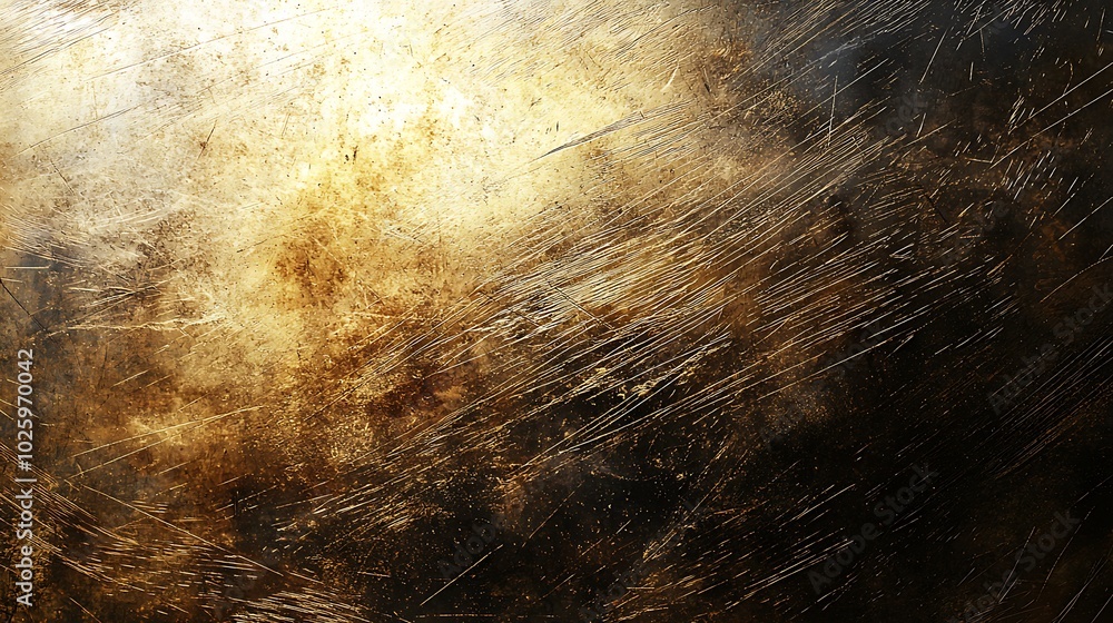 Poster abstract texture with golden tones on a dark background