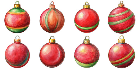 Hand Drawn illustration set of christmas ornament . isolate on a white background. PNG
