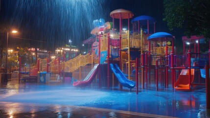 Water Park Playground at Night