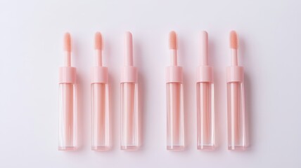 Obraz premium Pink lip gloss tint with color shading pallete smudge gel,Liquid lipsticks with smudge stroke paint,makeup cosmetic lips, product mockup for beauty fashion business,sale,swatch color,template.