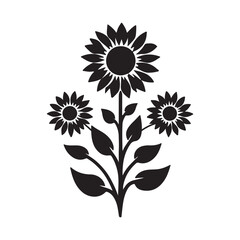 Fototapeta premium Sunflowers Silhouette vector illustration
