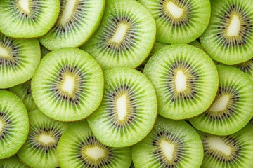 Sliced kiwi fruit background with vibrant green color