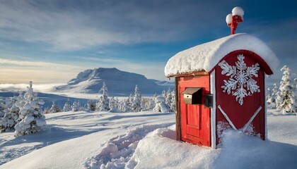 Naklejka premium Briefkasten in verschneiter Winterlandschaft