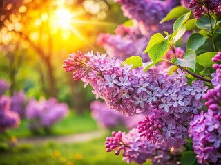Obraz premium Lilac Flowers Blooming in Spring Garden - Beautiful Blossoms with Blurred Background for Nature Lovers