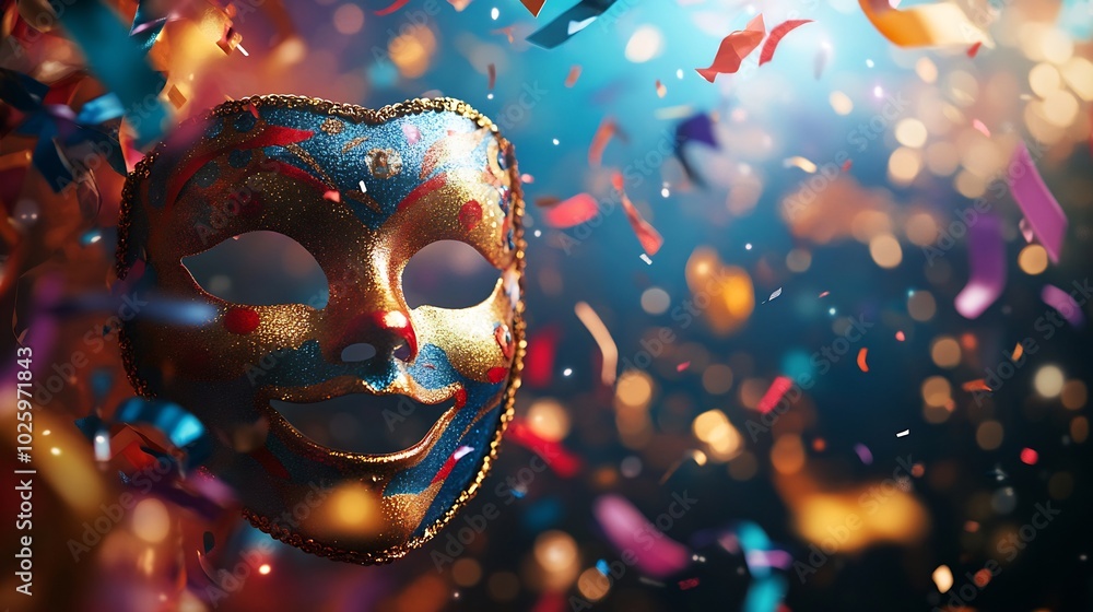 Aufkleber vibrant carnival background filled with colorful streamers and confetti floating through the air sur