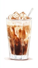 Vector watercolor Iced latte in Plastic cup,caramel,milk coffee,Hand painted watercolor set with coffee drinks for cafe menu,Stunning Coffee Watercolor Paintings with Clipart Elements,copy space.