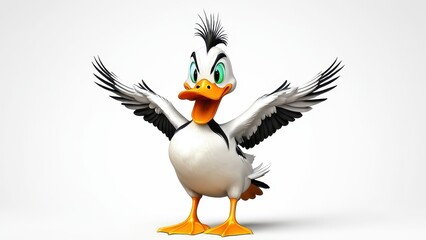 Fototapeta premium Angry duck graphic art featuring a humorous and expressive duck. Great for memes, logos, or design projects needing a fun and bold character