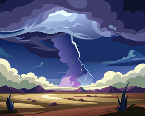 landscape with mountains and clouds