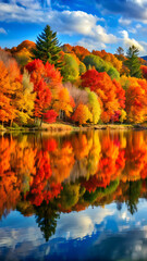 autumn landscape with lake and trees