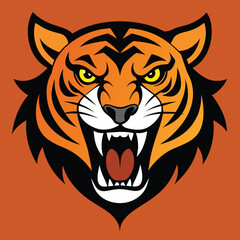 A very fierce open mouthed tiger the face vector illustration 