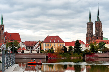 Old Wroclaw embankment view in Poland