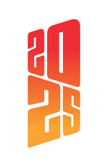 perspective 2025 logo. orange-red vertical 2025 concept. 2025 concept for calendar, agenda, annual report